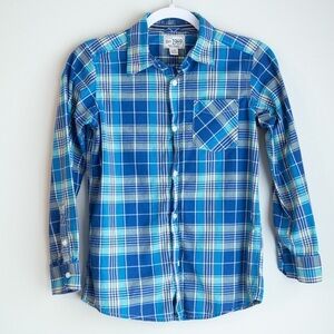 The Children's Place Plaid Button Down Long Sleeve Shirt boy's size large (10-12